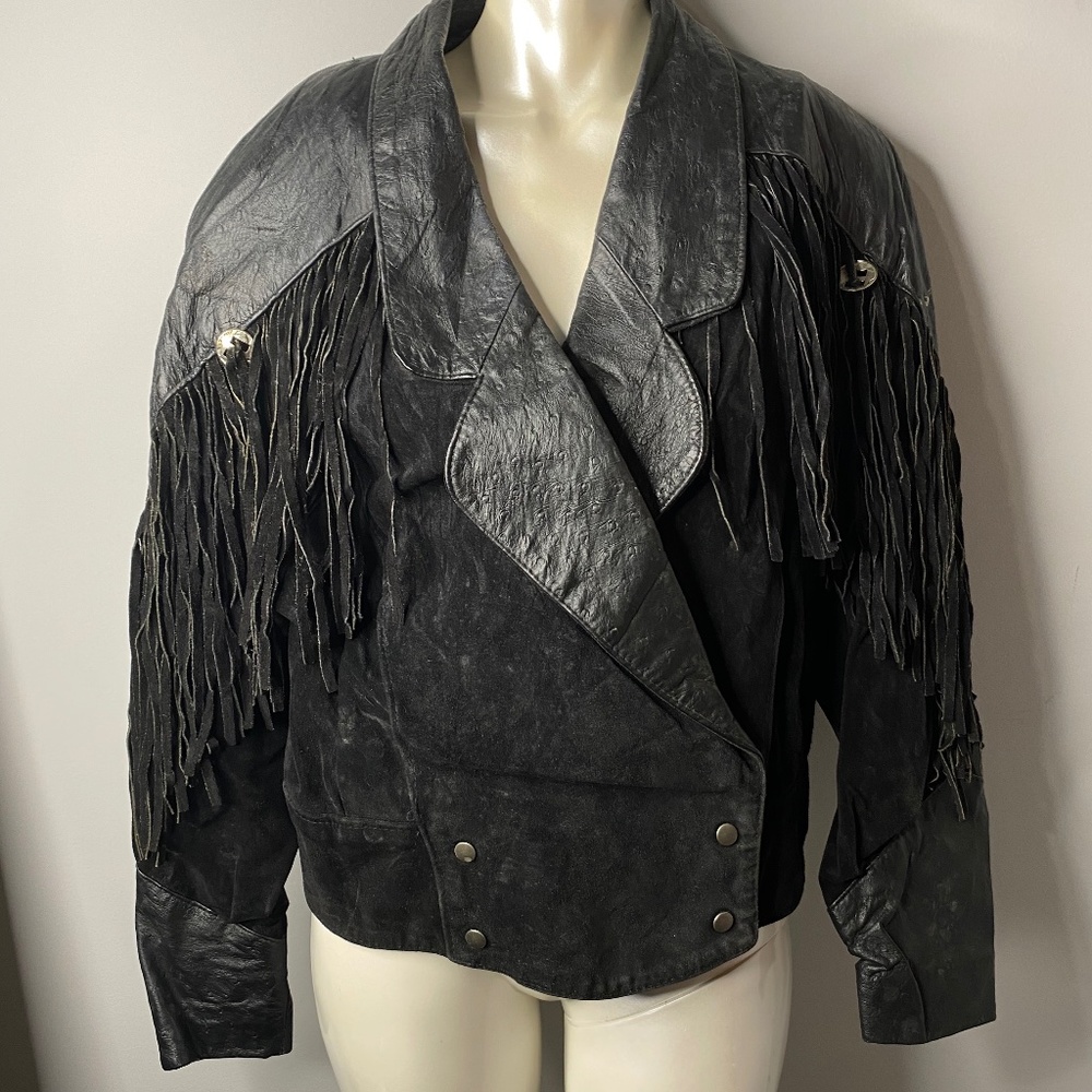 Leather & Suede Fringe Jacket